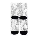 Black And White Seahorse Print Long Socks