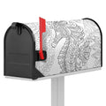Black And White Seahorse Print Mailbox Cover