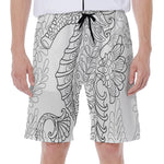 Black And White Seahorse Print Men's Beach Shorts
