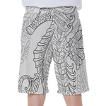 Black And White Seahorse Print Men's Beach Shorts