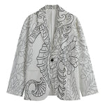 Black And White Seahorse Print Men's Blazer