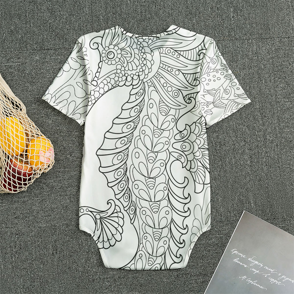 Black And White Seahorse Print Men's Bodysuit