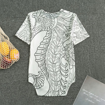Black And White Seahorse Print Men's Bodysuit