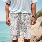 Black And White Seahorse Print Men's Cargo Shorts