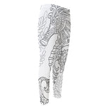 Black And White Seahorse Print Men's Compression Pants