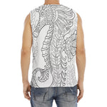 Black And White Seahorse Print Men's Fitness Tank Top