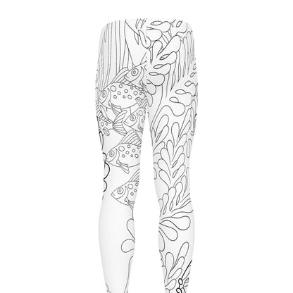 Black And White Seahorse Print Men's leggings