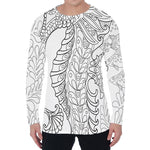 Black And White Seahorse Print Men's Long Sleeve T-Shirt