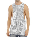 Black And White Seahorse Print Men's Muscle Tank Top