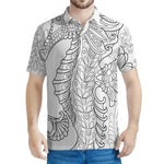 Black And White Seahorse Print Men's Polo Shirt