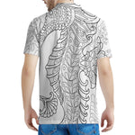Black And White Seahorse Print Men's Polo Shirt