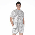 Black And White Seahorse Print Men's Romper