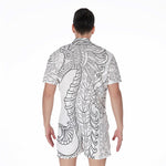 Black And White Seahorse Print Men's Rompers