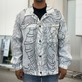 Black And White Seahorse Print Men's Shirt Jacket