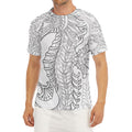 Black And White Seahorse Print Men's Short Sleeve Rash Guard
