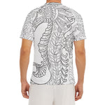 Black And White Seahorse Print Men's Short Sleeve Rash Guard