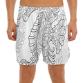 Black And White Seahorse Print Men's Split Running Shorts