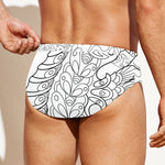 Black And White Seahorse Print Men's Swim Briefs
