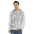 Black And White Seahorse Print Men's Velvet Pullover Hoodie