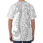 Black And White Seahorse Print Men's Velvet T-Shirt