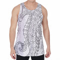 Black And White Seahorse Print Men's Velvet Tank Top
