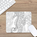 Black And White Seahorse Print Mouse Pad