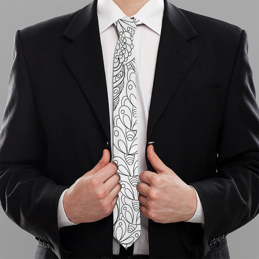 Black And White Seahorse Print Necktie