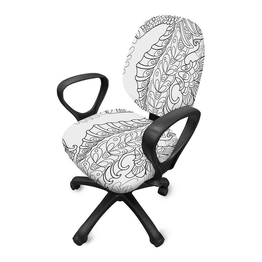 Black And White Seahorse Print Office Chair Cover