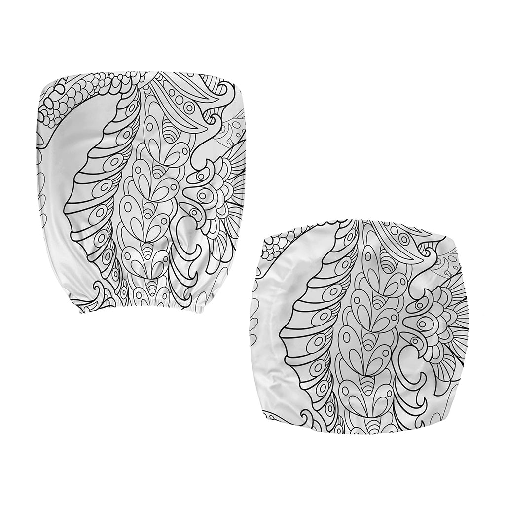 Black And White Seahorse Print Office Chair Cover