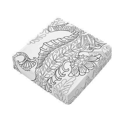 Black And White Seahorse Print Outdoor Seat Cushion Cover