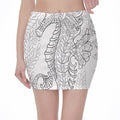 Black And White Seahorse Print Pencil Mini Skirt