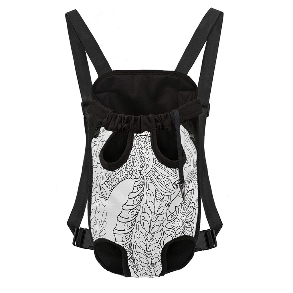Black And White Seahorse Print Pet Carrier Backpack