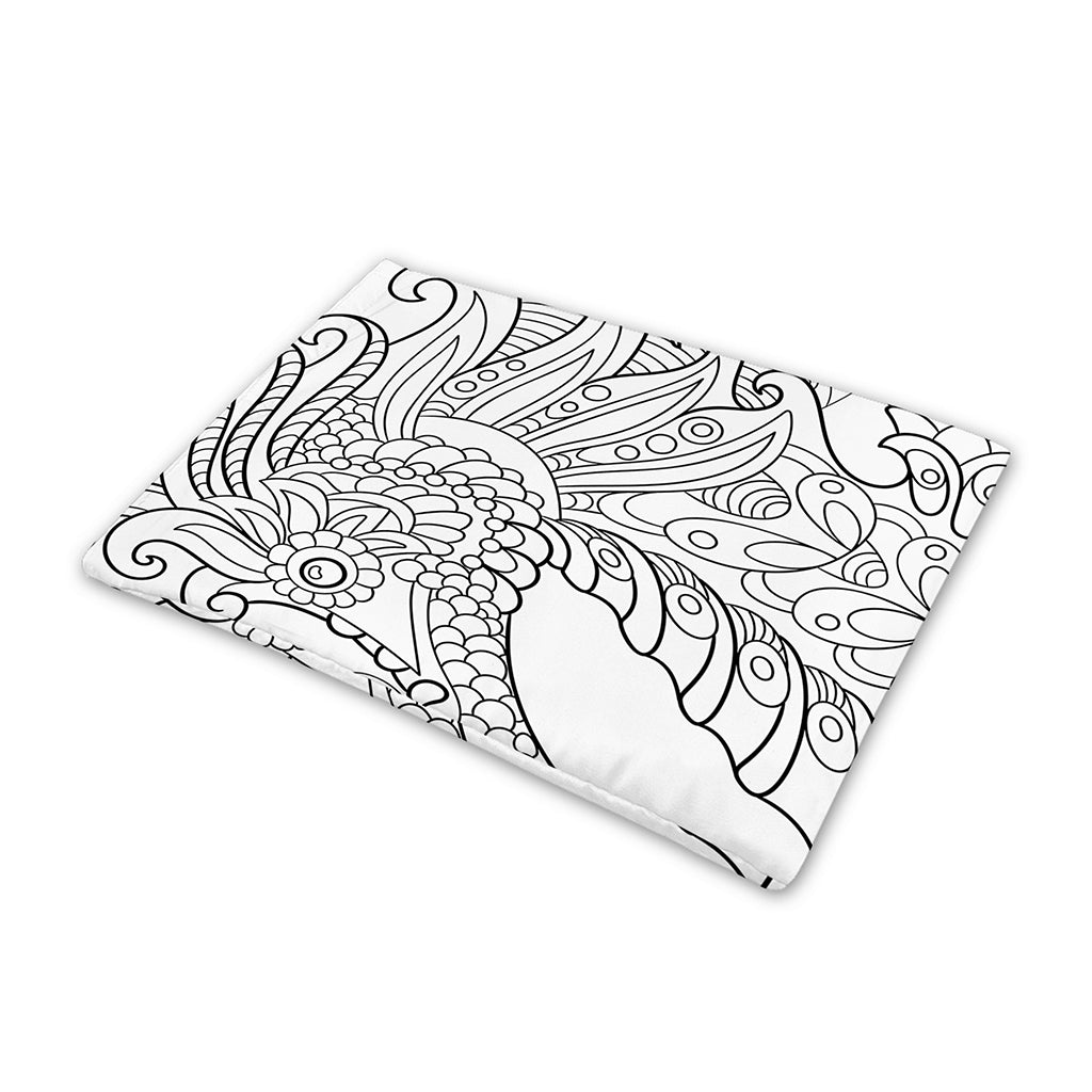 Black And White Seahorse Print Pet Cooling Mat Cover