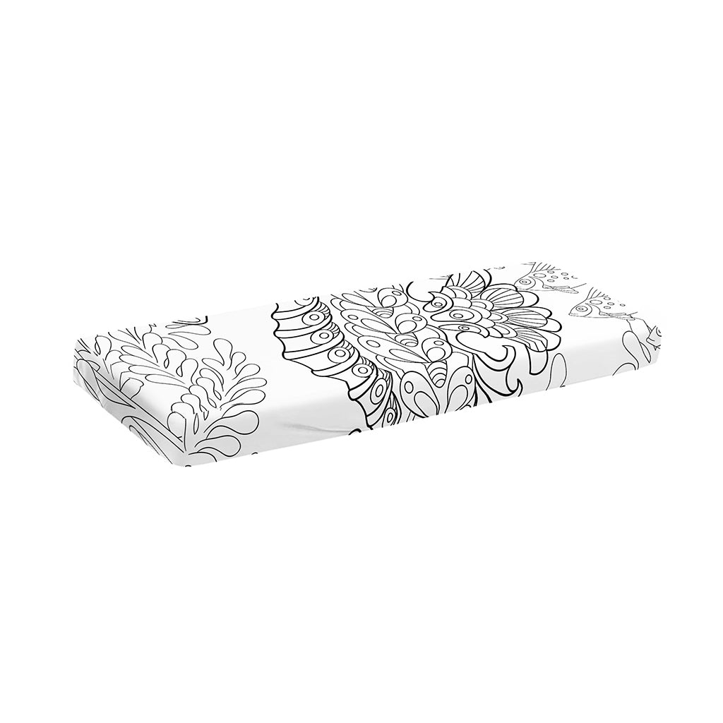 Black And White Seahorse Print Piano Keyboard Cover