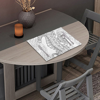 Black And White Seahorse Print Placemat