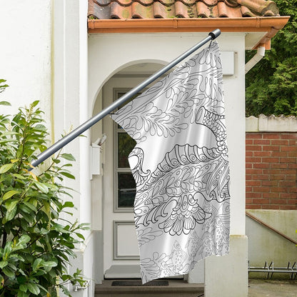 Black And White Seahorse Print Polyester Flag