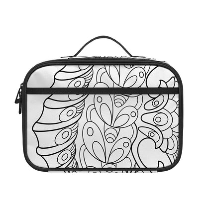 Black And White Seahorse Print Portable Lunch Bag