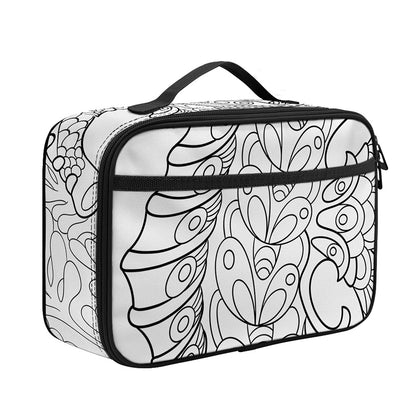 Black And White Seahorse Print Portable Lunch Bag