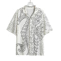 Black And White Seahorse Print Rayon Hawaiian Shirt