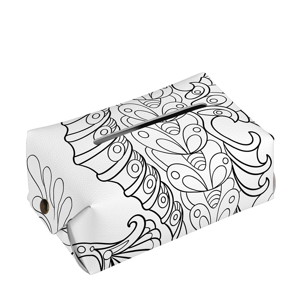 Black And White Seahorse Print Rectangle Tissue Box Cover