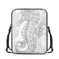 Black And White Seahorse Print Rectangular Crossbody Bag