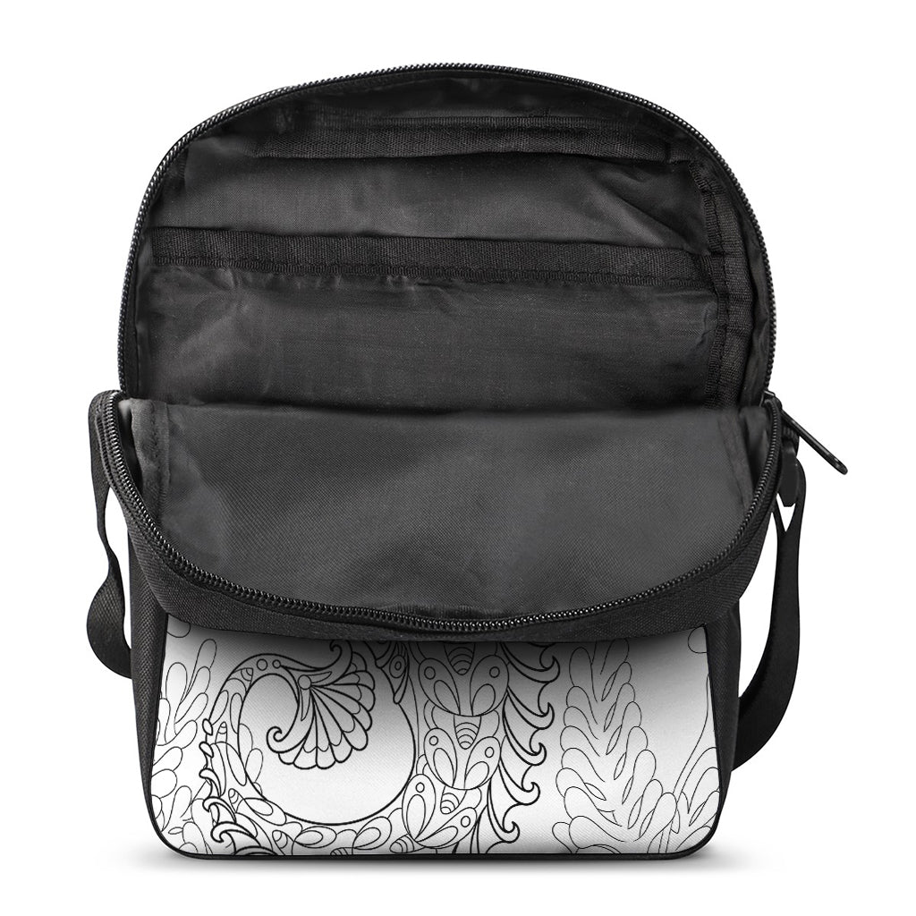 Black And White Seahorse Print Rectangular Crossbody Bag