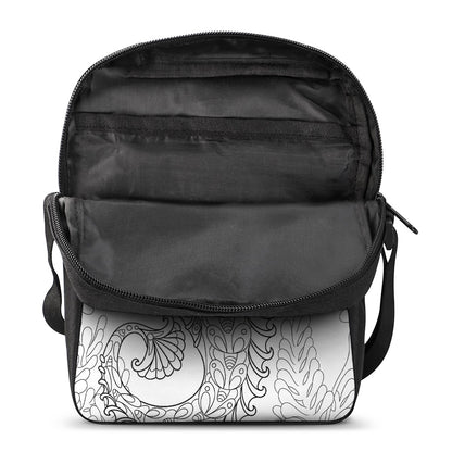 Black And White Seahorse Print Rectangular Crossbody Bag
