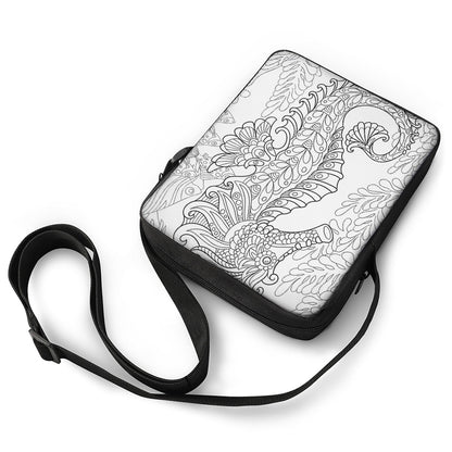 Black And White Seahorse Print Rectangular Crossbody Bag