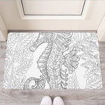 Black And White Seahorse Print Rubber Doormat