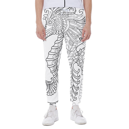 Black And White Seahorse Print Scuba Joggers