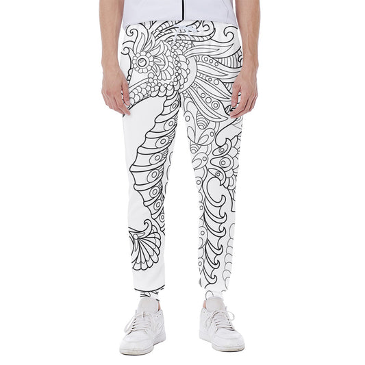 Black And White Seahorse Print Scuba Joggers