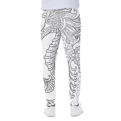Black And White Seahorse Print Scuba Joggers