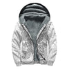 Black And White Seahorse Print Sherpa Lined Zip Up Hoodie