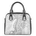 Black And White Seahorse Print Shoulder Handbag